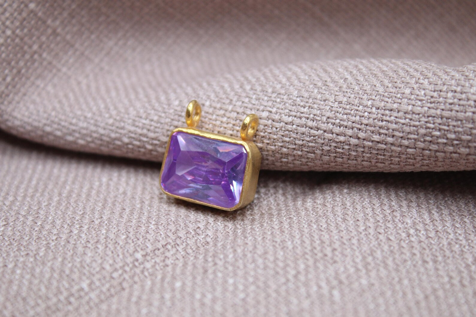 Amethyst Pendant Necklace Gold Plated Sterling Silver Geometric Charm