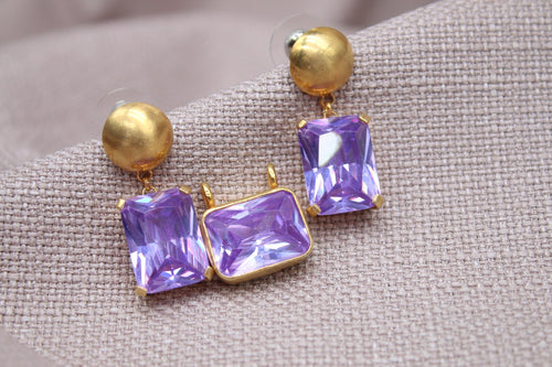 Amethyst Jewelry Set Gold Plated Sterling Silver Earrings Pendant Set