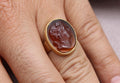 Roman Intaglio Glass Ring Gold Plated Sterling Silver Statement Ring