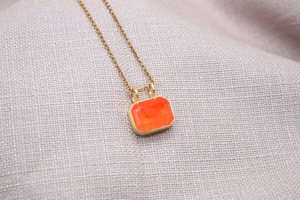 Carnelian Gemstone Necklace Gold Plated Sterling Silver Pendant Necklace