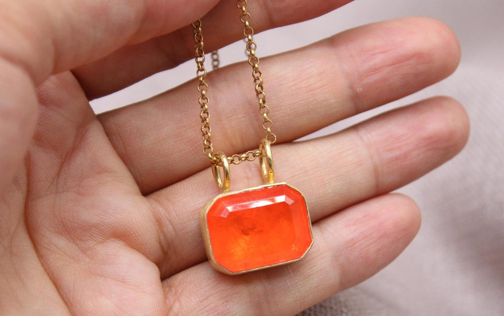 Carnelian Gemstone Necklace Gold Plated Sterling Silver Pendant Necklace