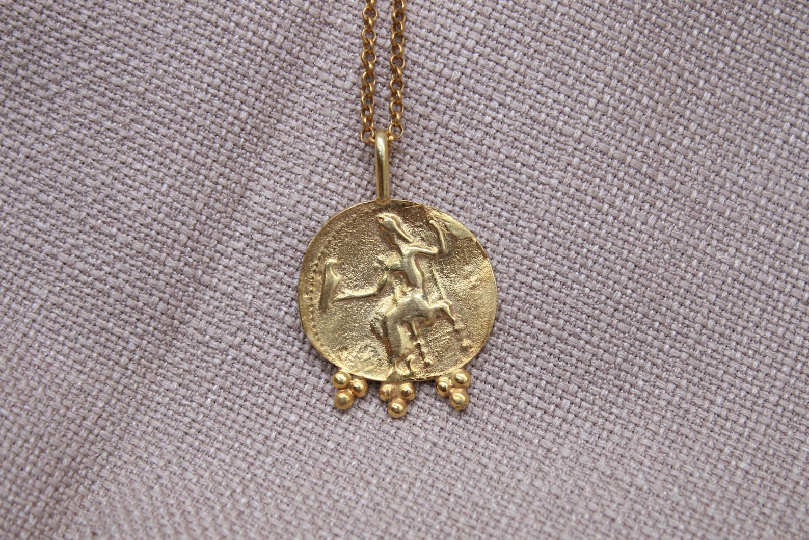 Ancient Coin Necklace Gold Plated Sterling Silver Roman Inspired Pendant