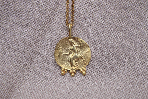 Ancient Coin Necklace Gold Plated Sterling Silver Roman Inspired Pendant