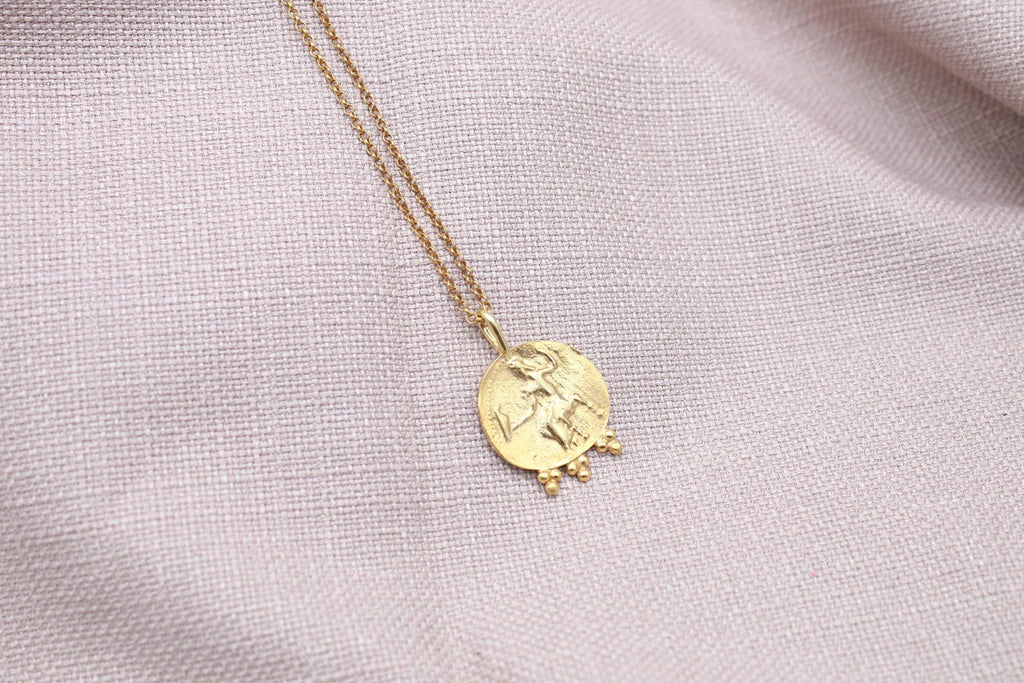 Ancient Coin Necklace Gold Plated Sterling Silver Roman Inspired Pendant