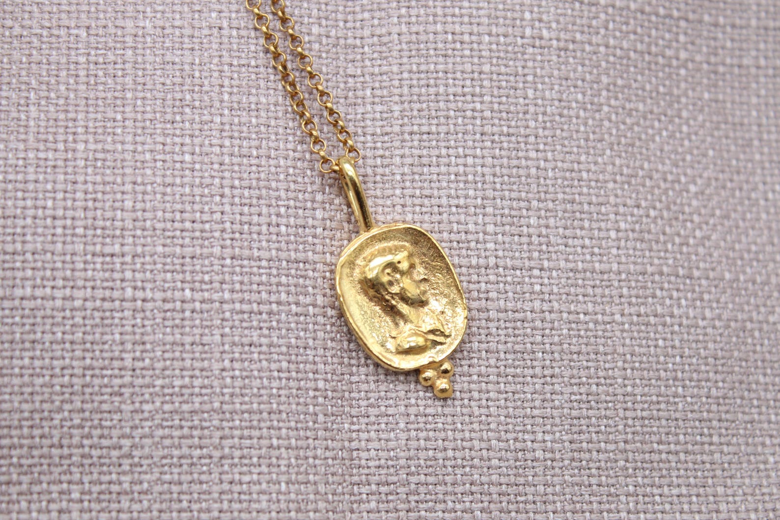 Ancient Coin Pendant Necklace Gold Plated Sterling Silver Roman Necklace