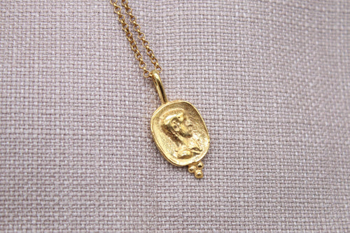 Ancient Coin Pendant Necklace Gold Plated Sterling Silver Roman Necklace