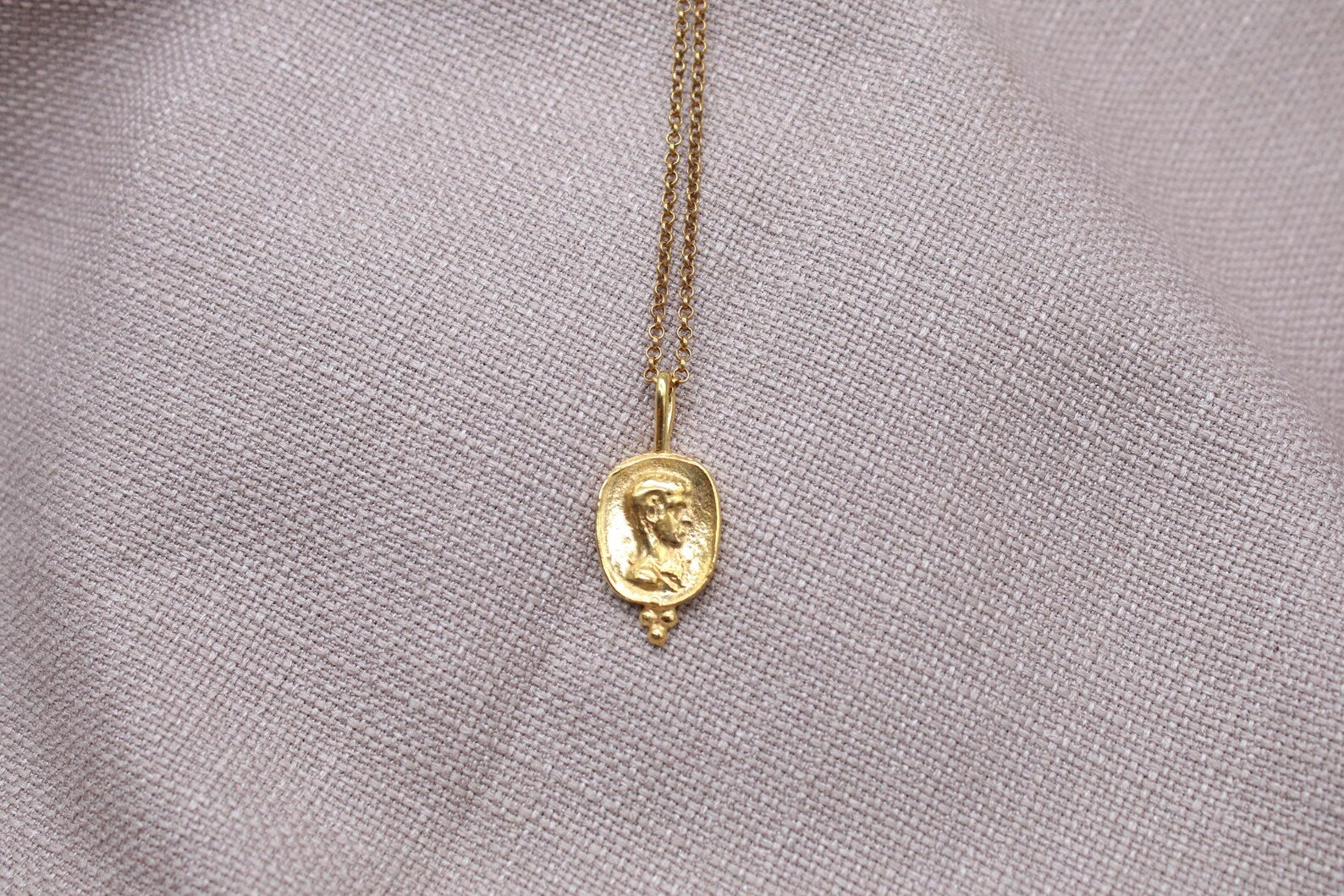 Ancient Coin Pendant Necklace Gold Plated Sterling Silver Roman Necklace