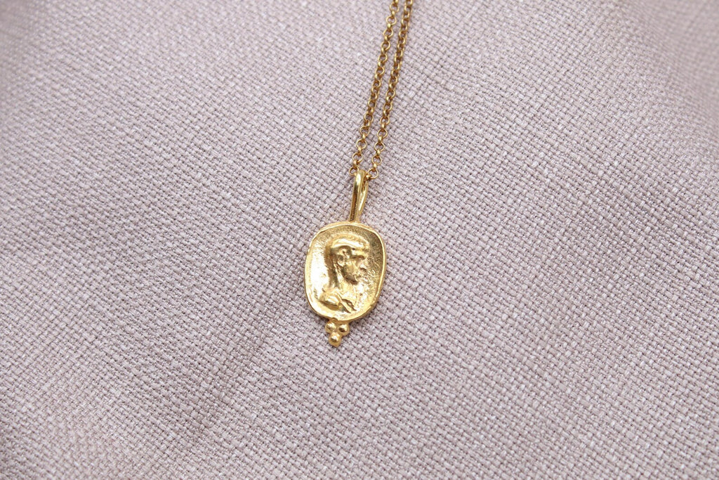Ancient Coin Pendant Necklace Gold Plated Sterling Silver Roman Necklace