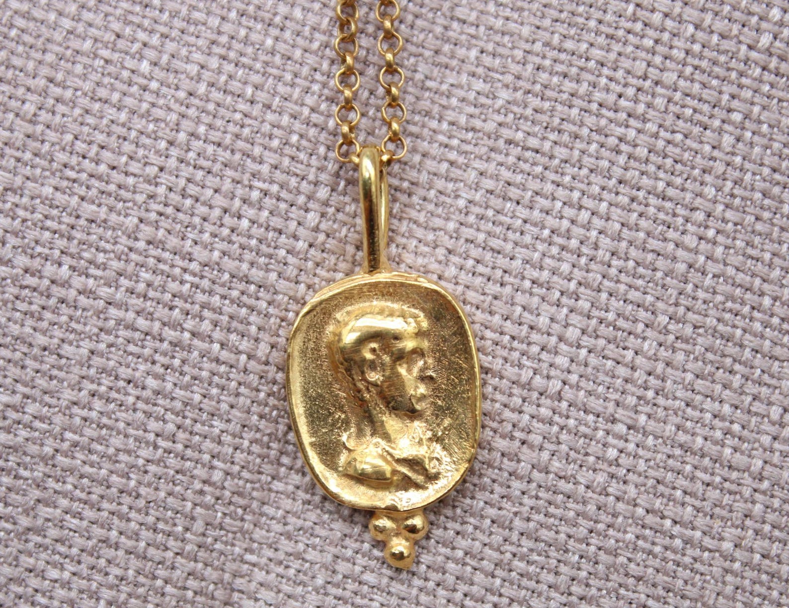 Ancient Coin Pendant Necklace Gold Plated Sterling Silver Roman Necklace