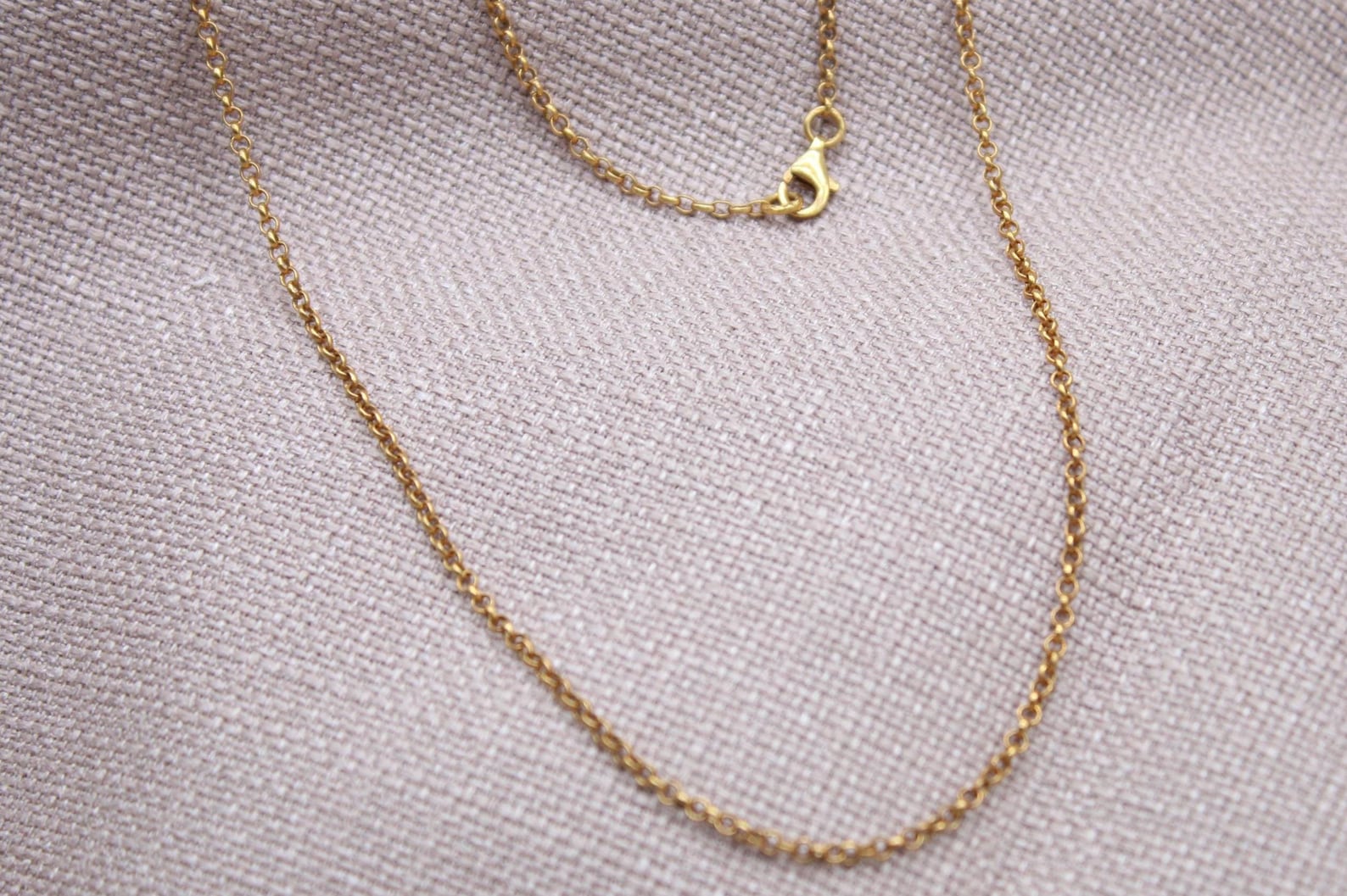 Minimalist 2mm Gold Chain Necklace Sterling Silver 22k Gold Plated