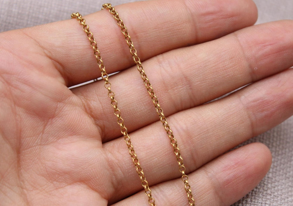 Minimalist 2mm Gold Chain Necklace Sterling Silver 22k Gold Plated