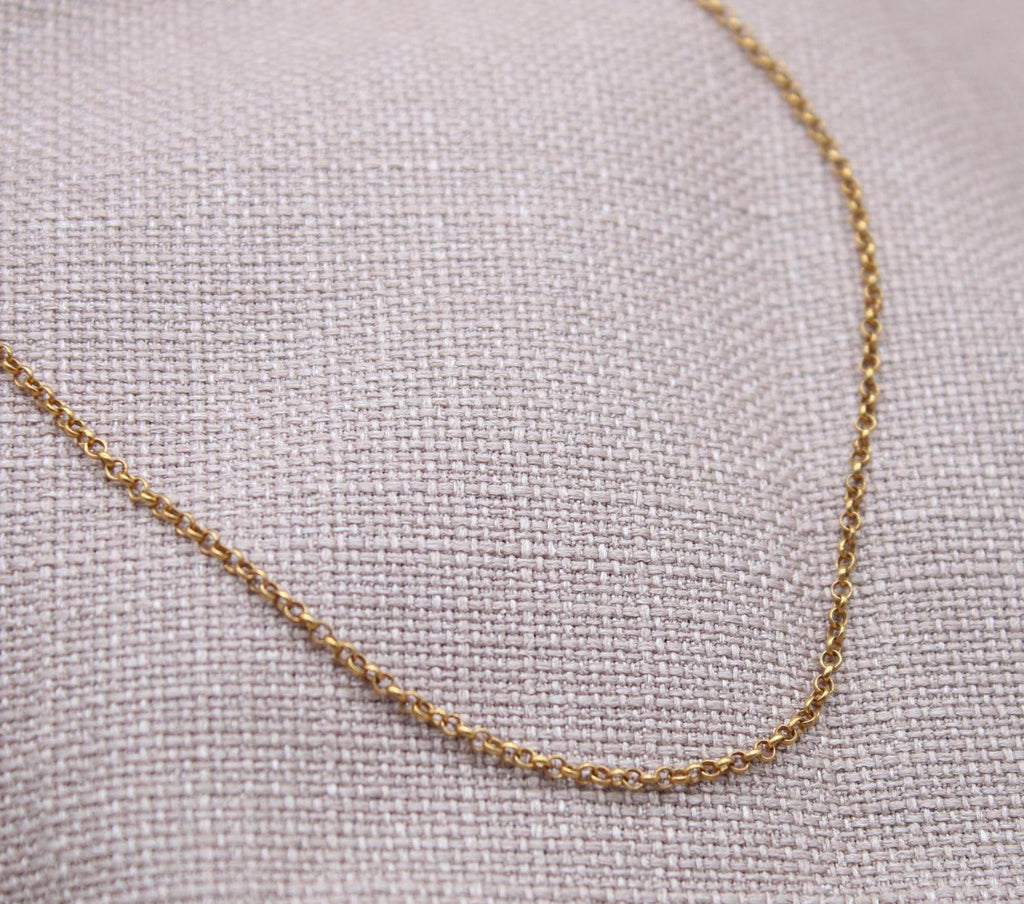 Minimalist 2mm Gold Chain Necklace Sterling Silver 22k Gold Plated