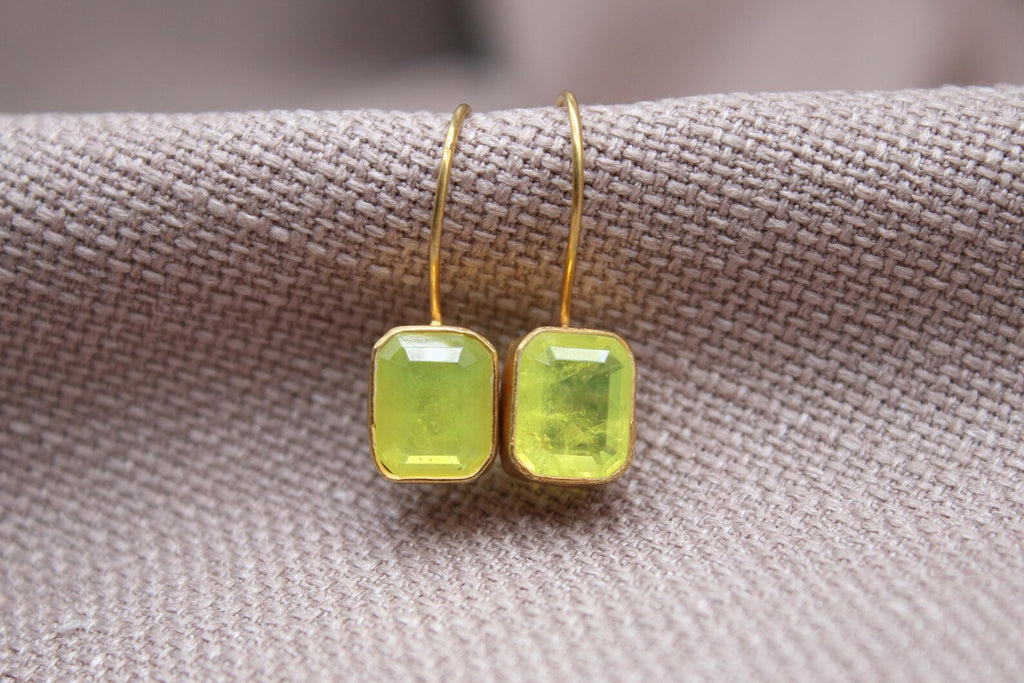 Citrine Drop Earrings Gold Vermeil Sterling Silver Minimalist Jewelry