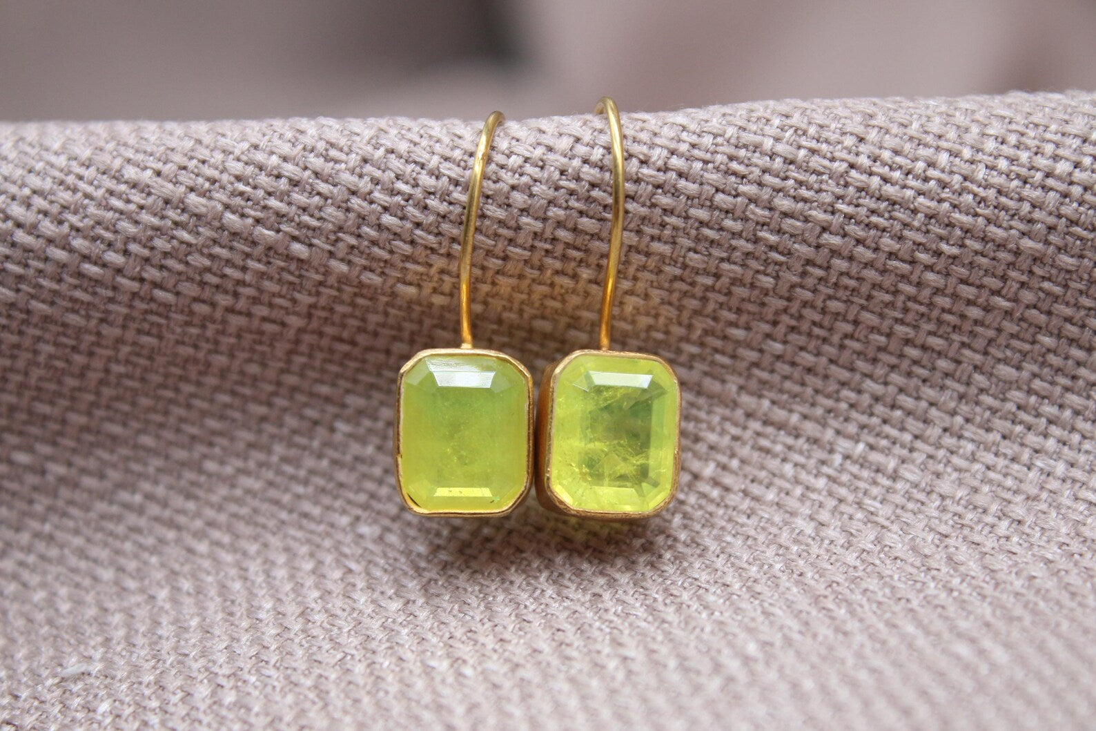 Citrine Drop Earrings Gold Vermeil Sterling Silver Minimalist Jewelry