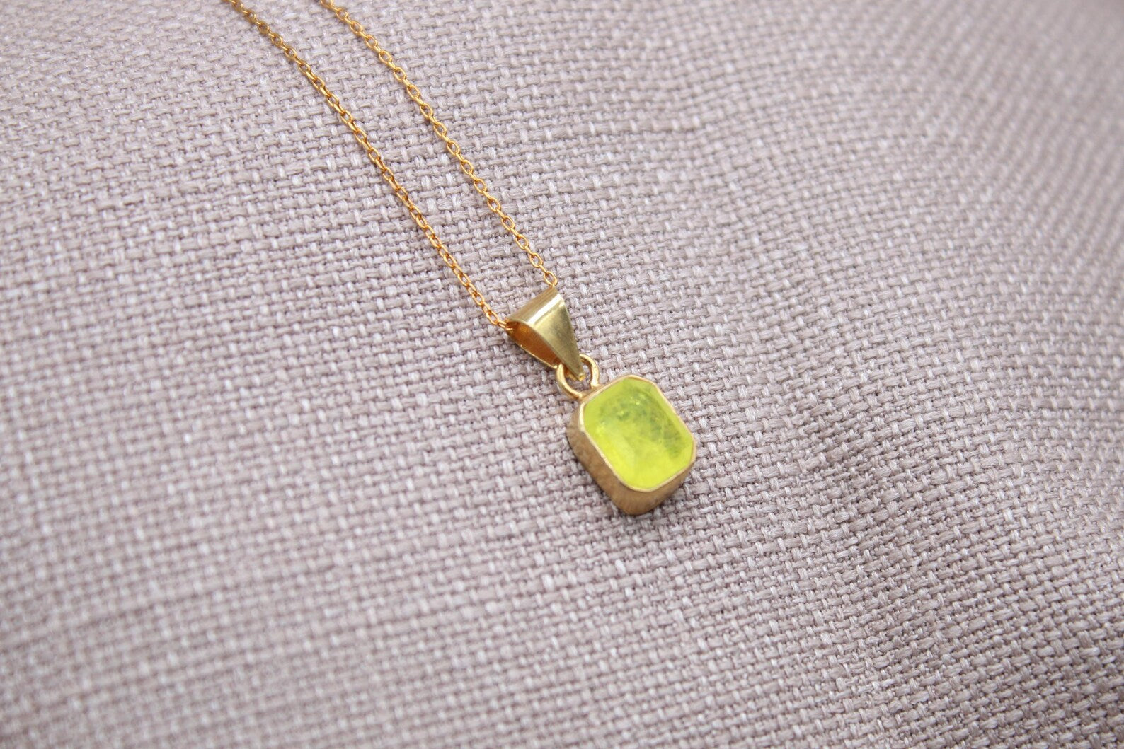Citrine Pendant Necklace Gold Vermeil Sterling Silver Minimalist Charm