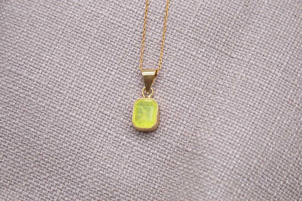 Citrine Pendant Necklace Gold Vermeil Sterling Silver Minimalist Charm