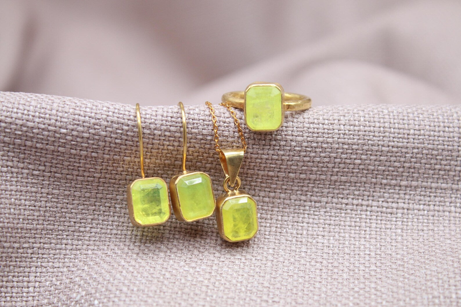 Citrine Jewelry Set Gold Vermeil Sterling Silver Matching Gemstone Set