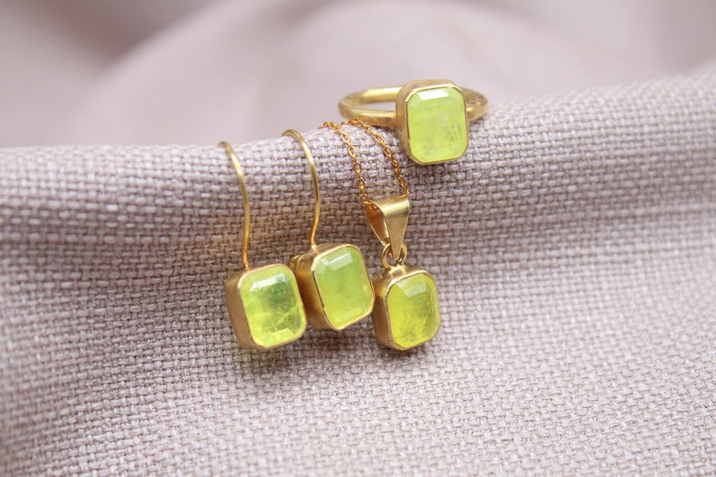 Citrine Jewelry Set Gold Vermeil Sterling Silver Matching Gemstone Set