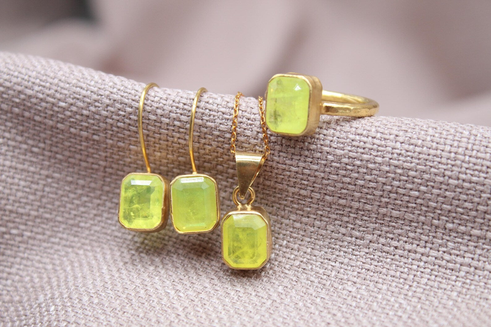 Citrine Jewelry Set Gold Vermeil Sterling Silver Matching Gemstone Set