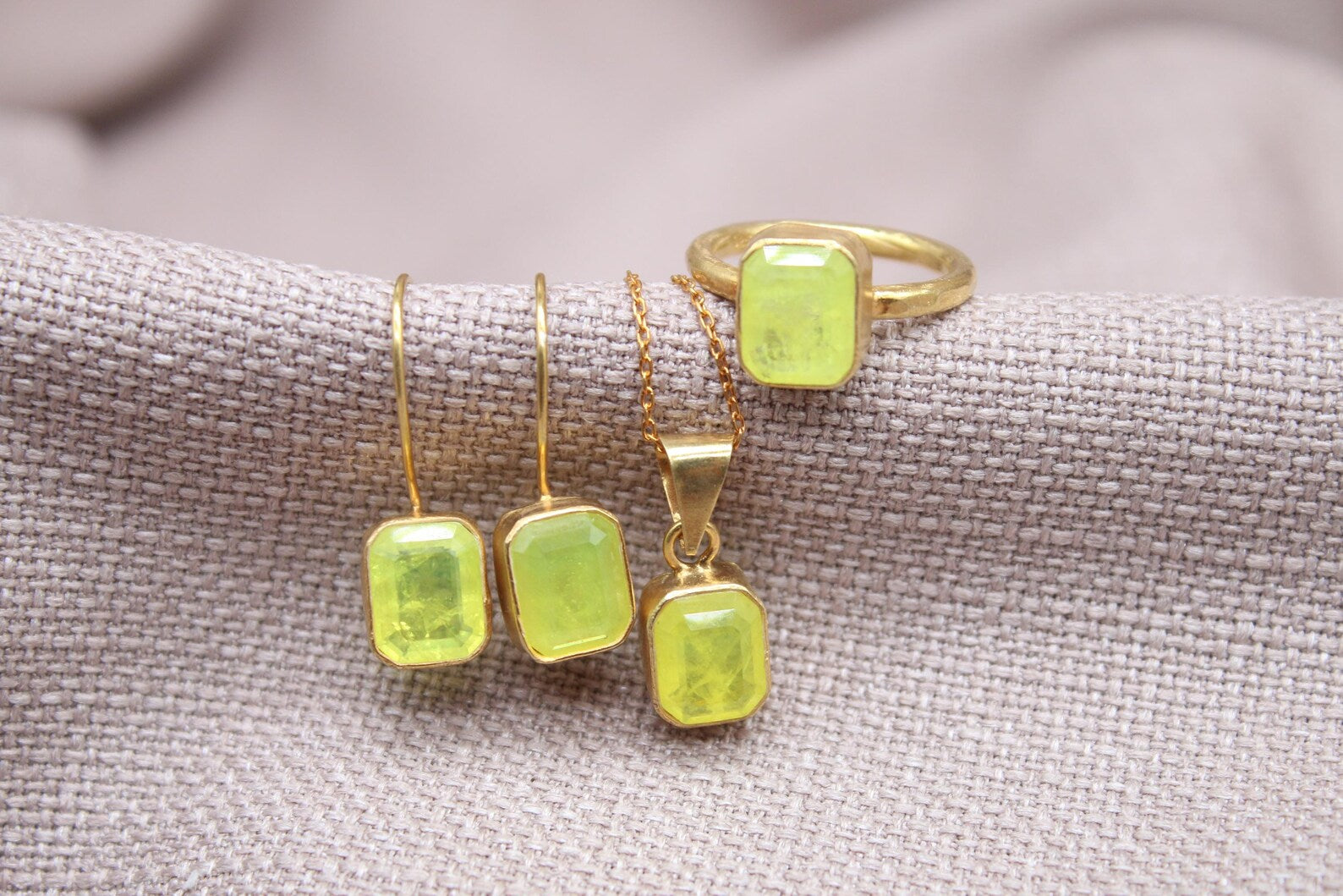 Citrine Jewelry Set Gold Vermeil Sterling Silver Matching Gemstone Set