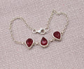 Ruby Teardrop Sterling Silver Bracelet Handmade Gemstone Chain Bracelet