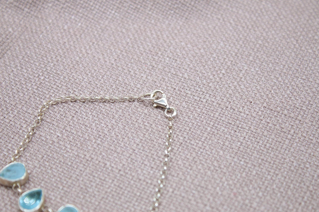 Blue Topaz Teardrop Sterling Silver Bracelet Handmade Gemstone Bracelet