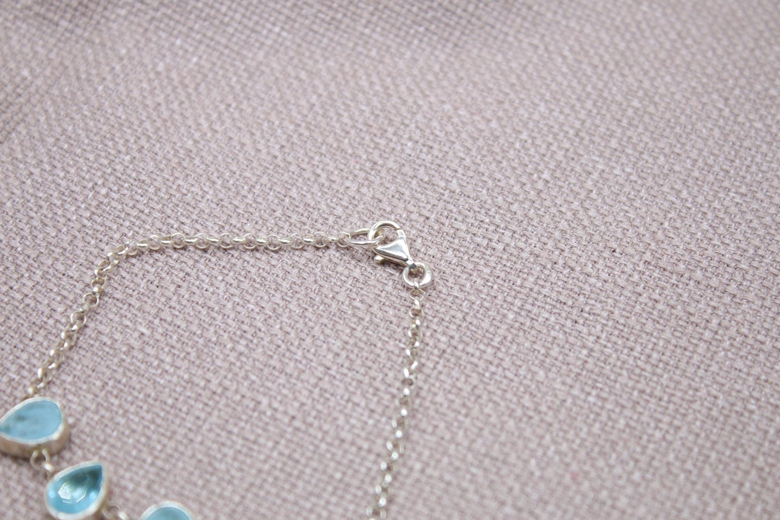 Blue Topaz Teardrop Sterling Silver Bracelet Handmade Gemstone Bracelet
