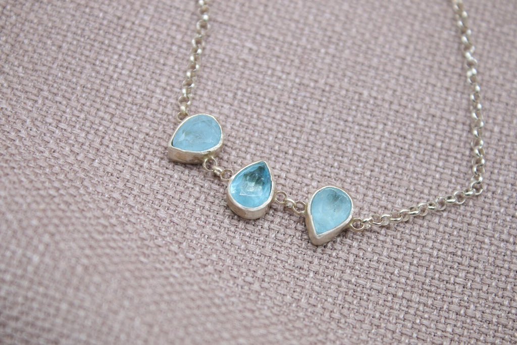 Blue Topaz Teardrop Sterling Silver Bracelet Handmade Gemstone Bracelet