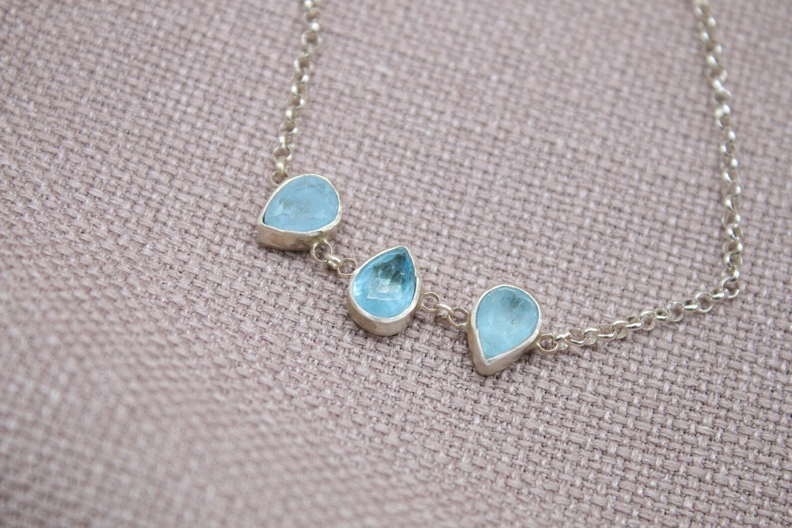Blue Topaz Teardrop Sterling Silver Bracelet Handmade Gemstone Bracelet