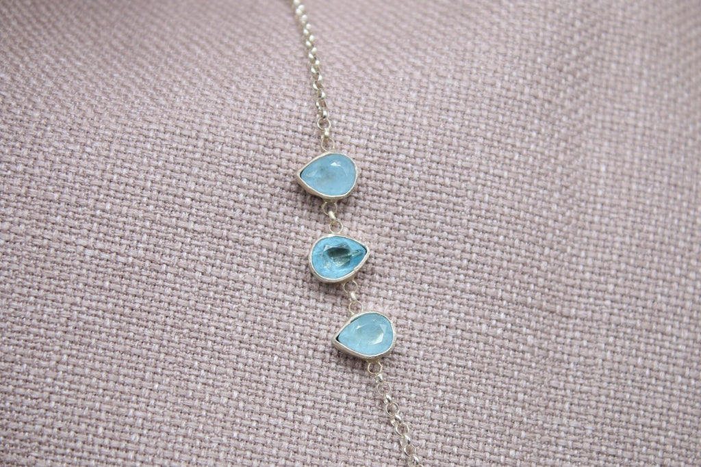 Blue Topaz Teardrop Sterling Silver Bracelet Handmade Gemstone Bracelet