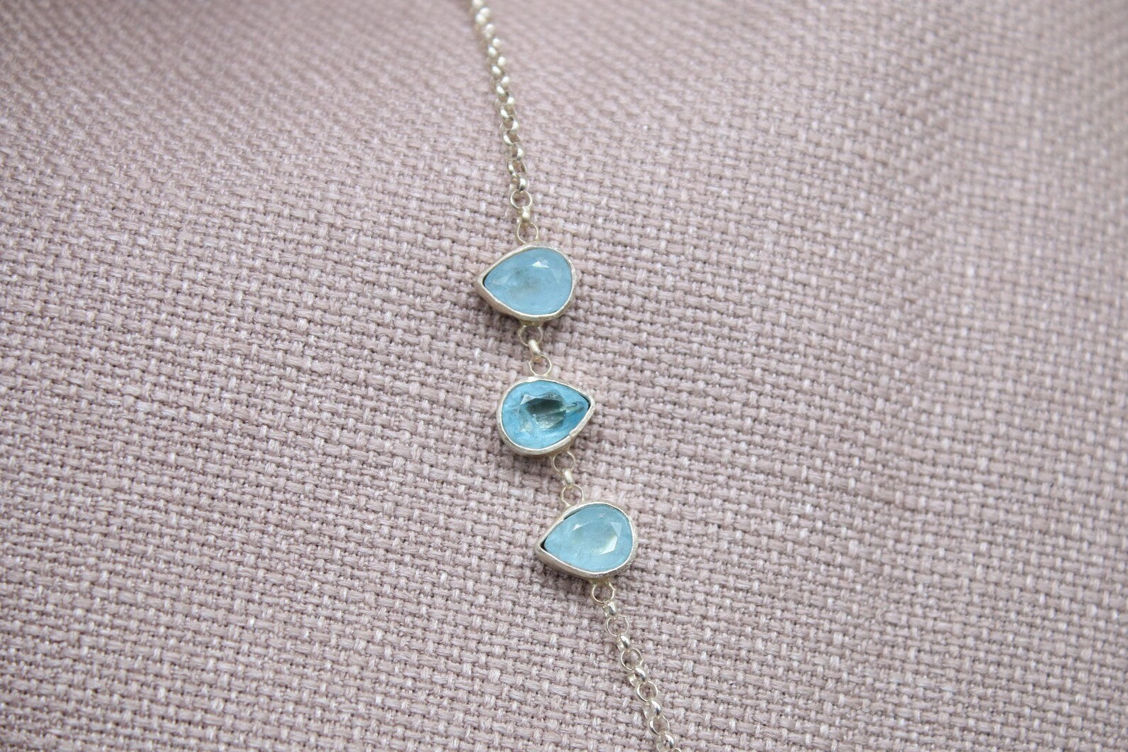 Blue Topaz Teardrop Sterling Silver Bracelet Handmade Gemstone Bracelet