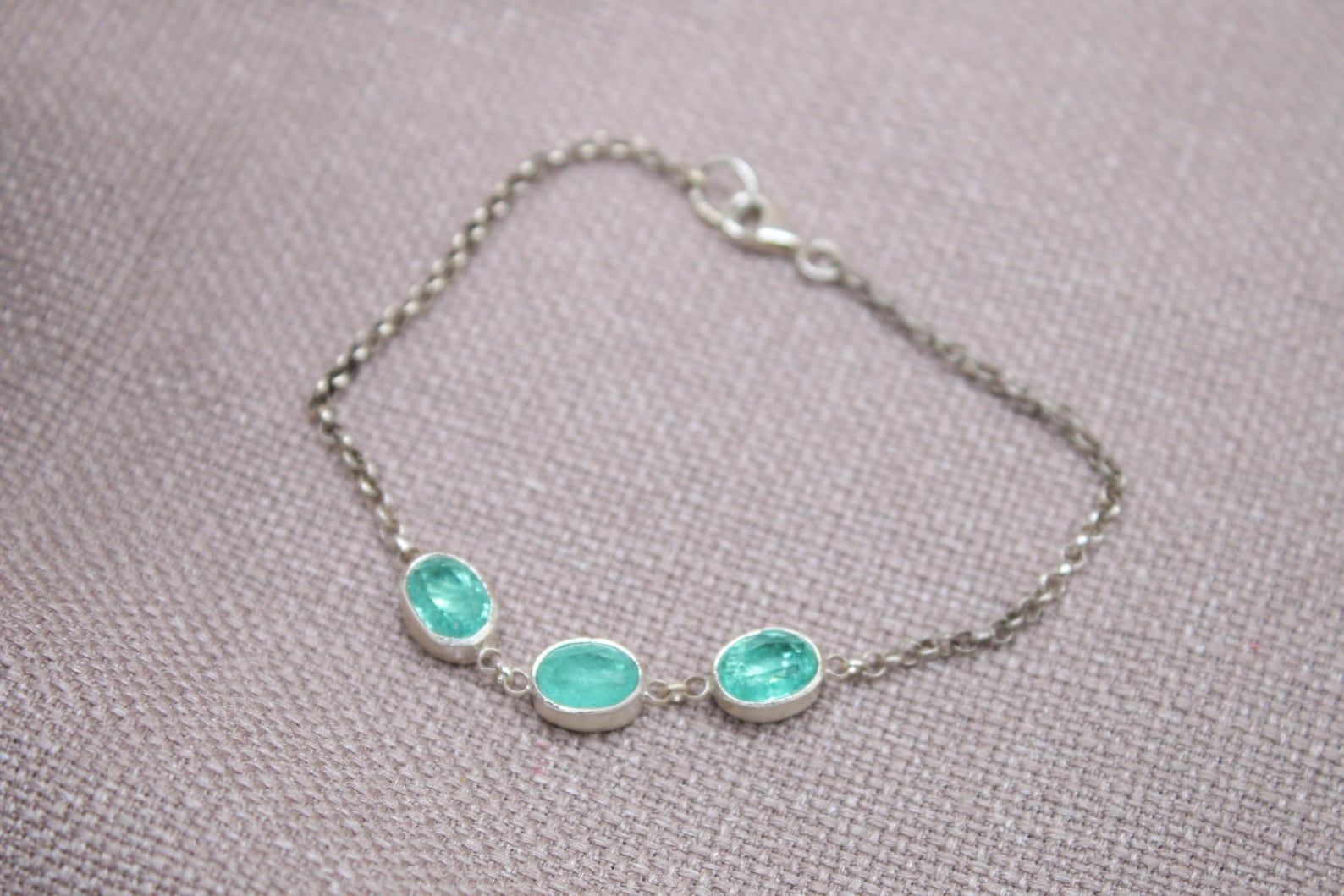 Paraiba Tourmaline Oval Sterling Silver Bracelet Handmade Delicate Gemstone Bracelet
