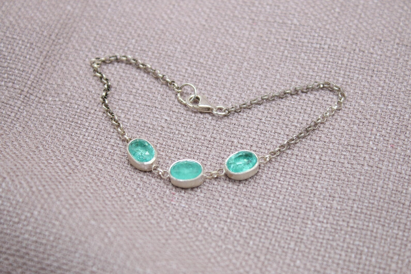 Paraiba Tourmaline Oval Sterling Silver Bracelet Handmade Delicate Gemstone Bracelet