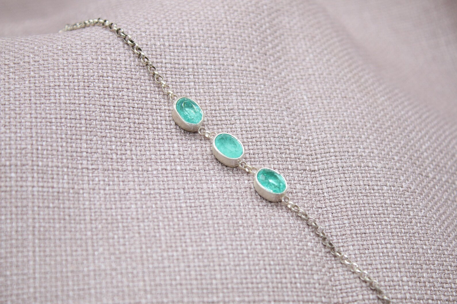 Paraiba Tourmaline Oval Sterling Silver Bracelet Handmade Delicate Gemstone Bracelet