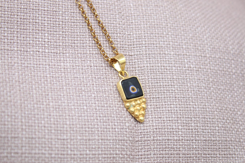 Evil Eye Gold Plated Necklace Sterling Silver Handmade Protection Pendant