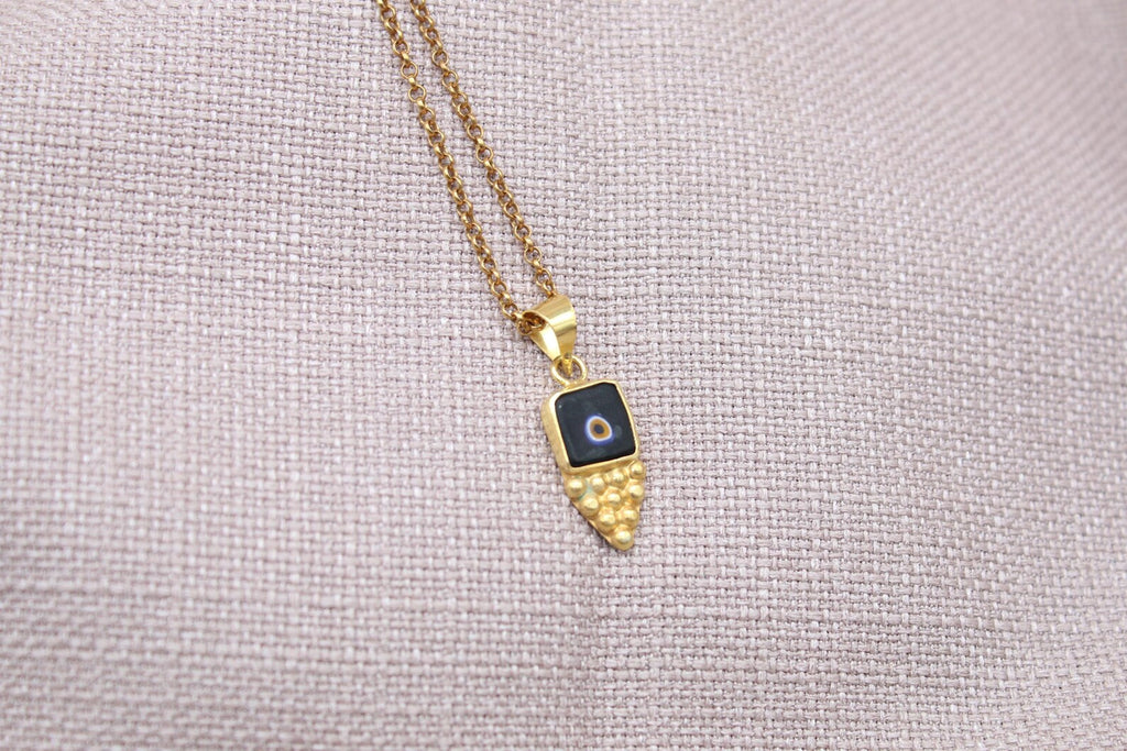 Evil Eye Gold Plated Necklace Sterling Silver Handmade Protection Pendant