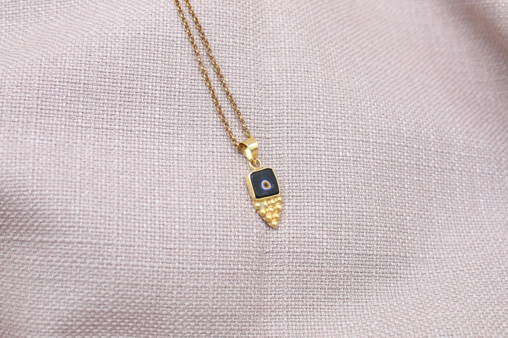 Evil Eye Gold Plated Necklace Sterling Silver Handmade Protection Pendant
