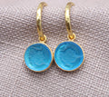 Leo Blue Glass Dangle Earrings in 22K Gold Plated Sterling Silver