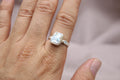 Pearl White Topaz Statement Ring 22k Gold Plated 925 Sterling Silver Handmade