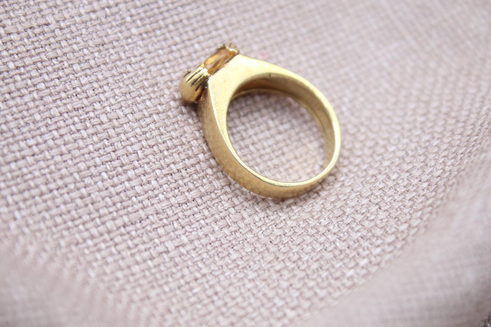 Citrine Solitaire Ring 22k Gold Plated 925 Sterling Silver Handmade Statement Ring