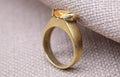 Citrine Solitaire Ring 22k Gold Plated 925 Sterling Silver Handmade Statement Ring