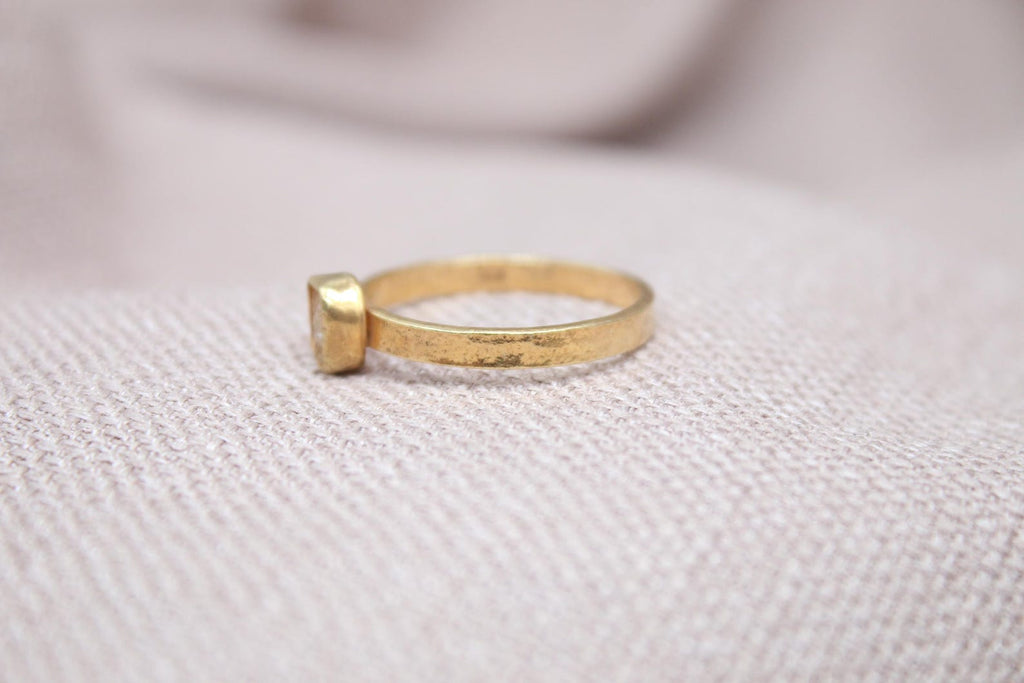 Rough Citrine Ring 22K Gold Plated 925 Sterling Silver Handmade Minimalist Ring