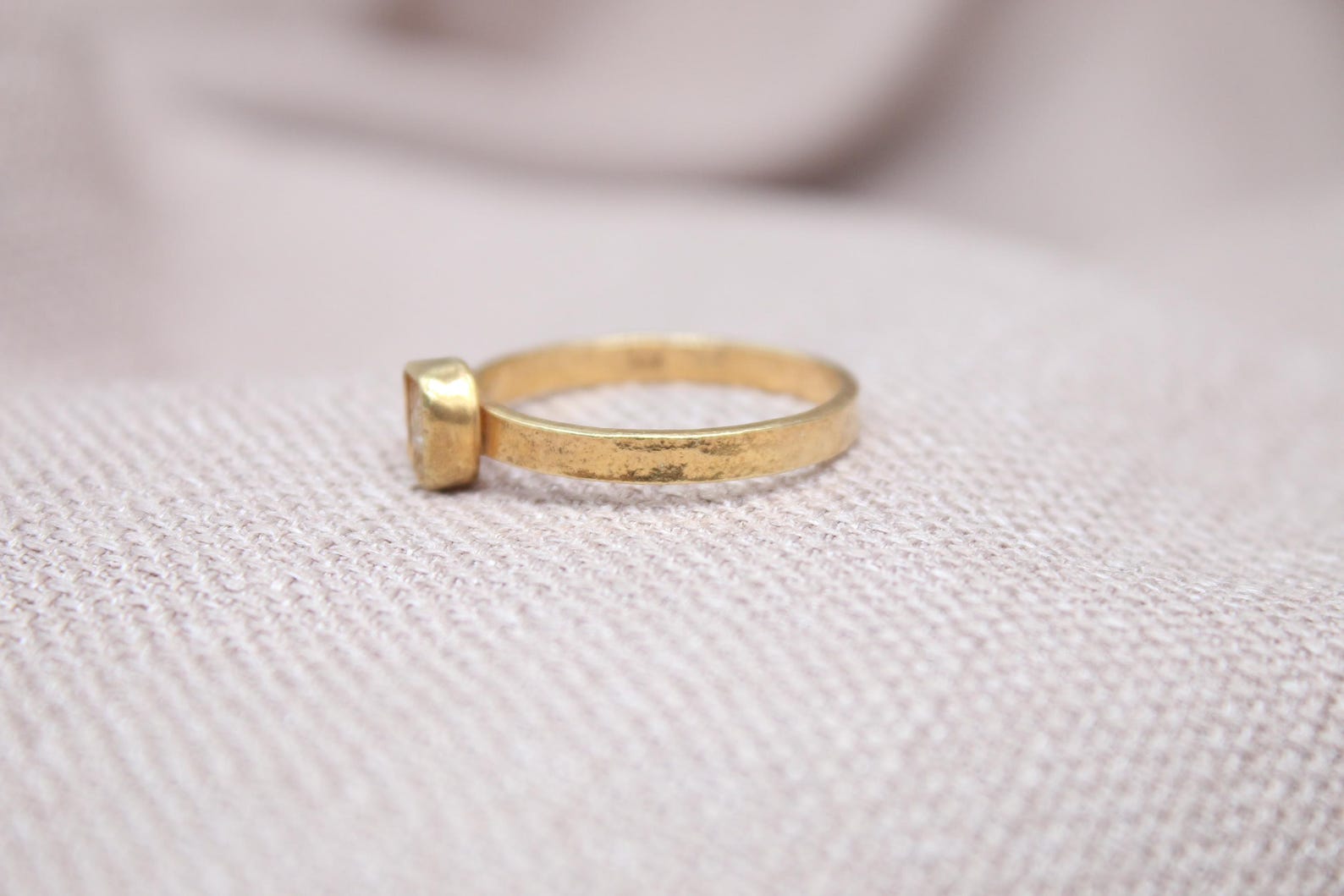 Rough Citrine Ring 22K Gold Plated 925 Sterling Silver Handmade Minimalist Ring