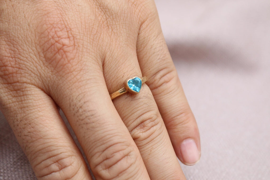 Blue Topaz Ring 925 Sterling Silver Handmade Artisan Gemstone Statement Ring
