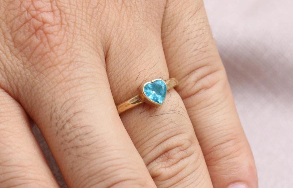 Blue Topaz Ring 925 Sterling Silver Handmade Artisan Gemstone Statement Ring