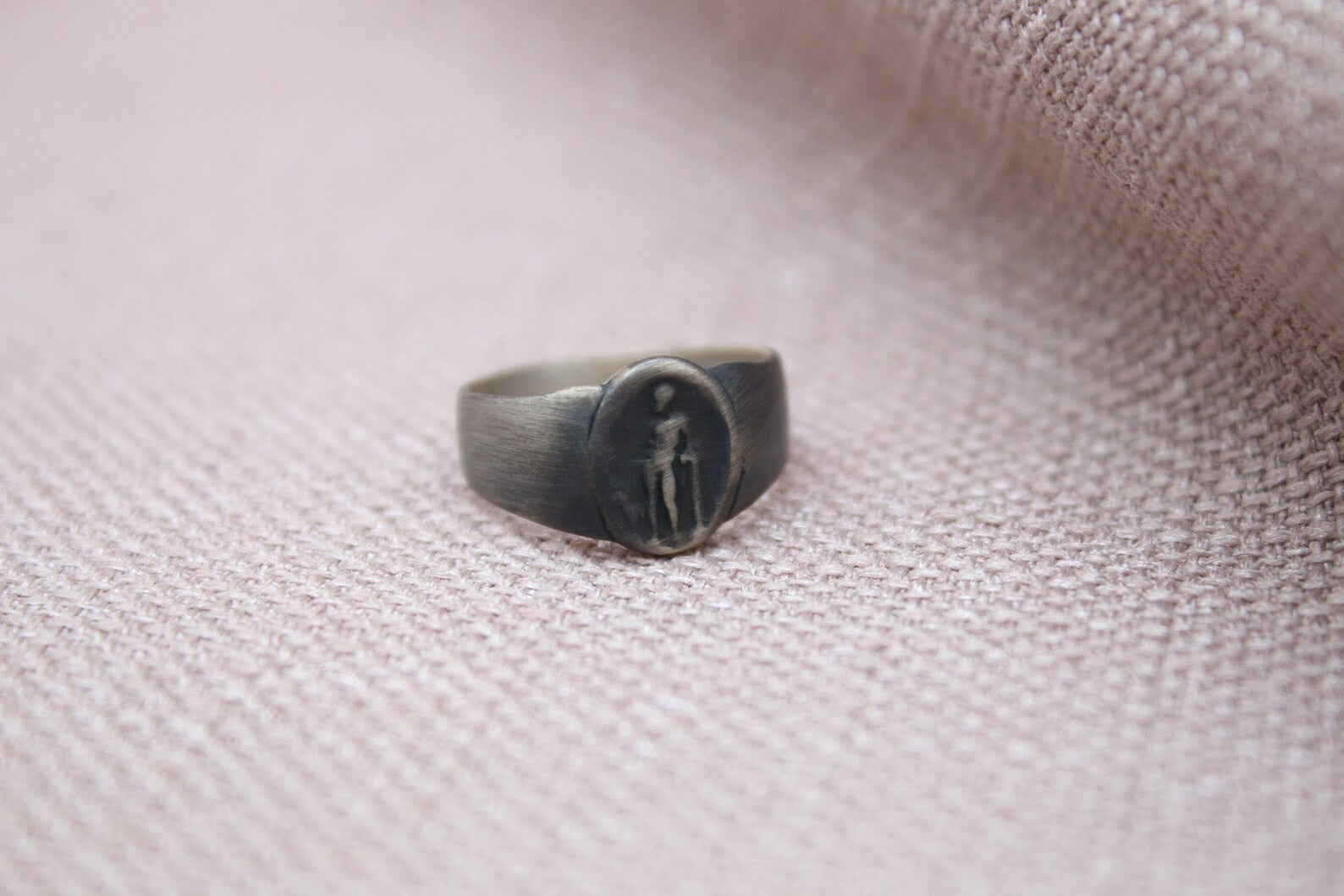 Athena Signet Ring Oxidized 925 Sterling Silver Handmade Greek Mythology Ring