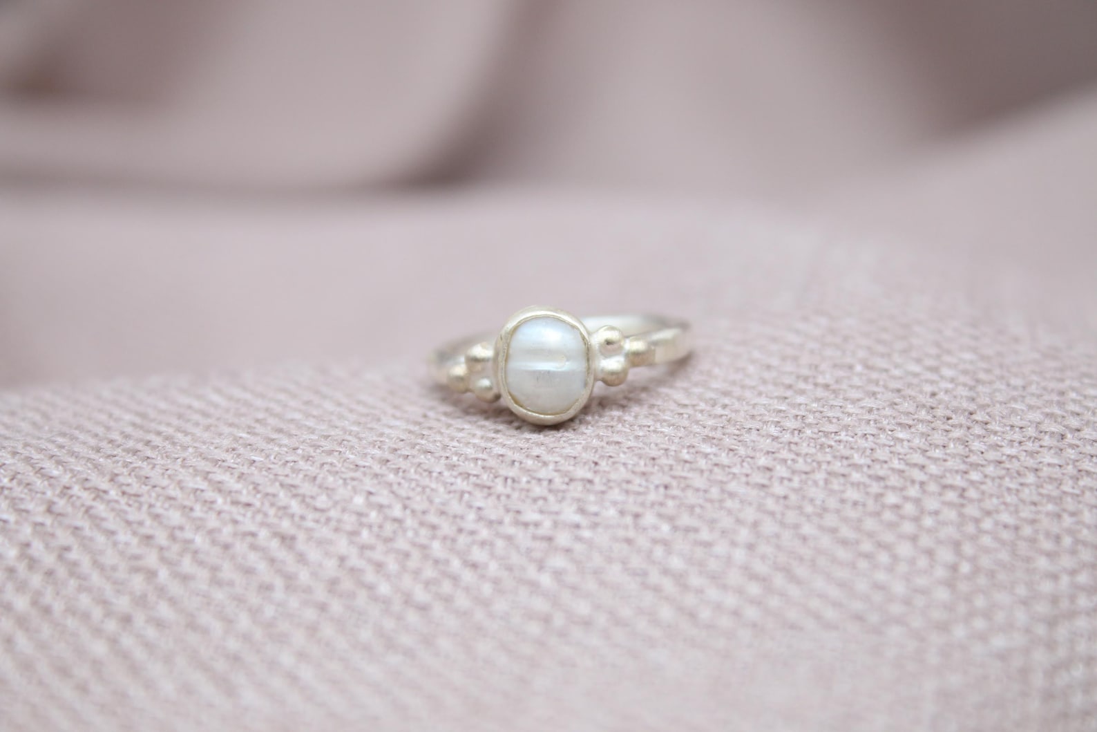 Natural Pearl Ring 925 Sterling Silver Handmade Vintage Style Artisan Ring