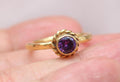 Amethyst Ring 22K Gold Plated 925 Sterling Silver Handmade Vintage Style Ring