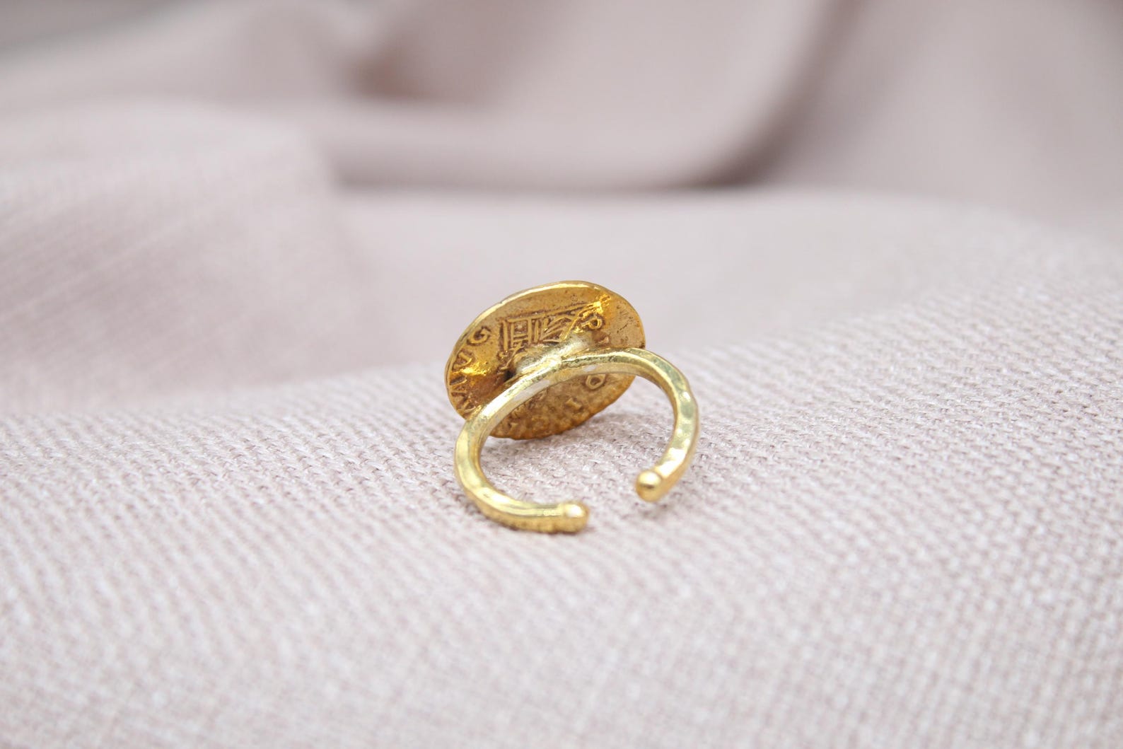 Roman Emperor Hadrian Coin Ring 22K Gold Plated 925 Sterling Silver Handmade Adjustable Ring