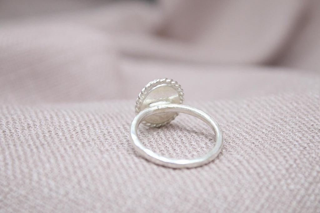 Handmade Cats Eye Silver Ring 925 Sterling Silver Oval Gemstone Statement Ring